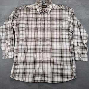 Panhandle Slim Mens XXL Plaid Pearl Snap Western Shirt Long Sleeve Cowboy‎ Brown